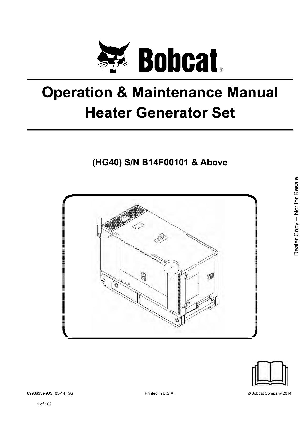 HG40 Heater Generator Set Operation & Maintenance Manual Bobcat